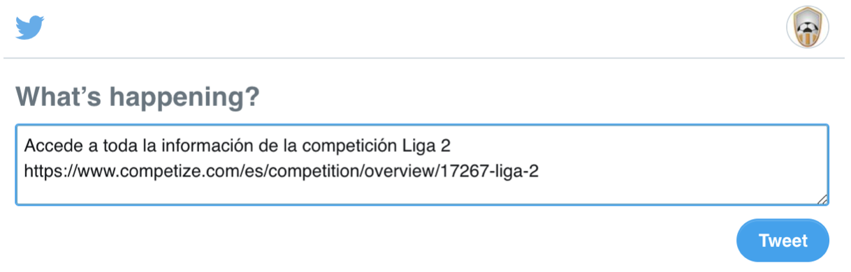 Compartir una competición en Twitter